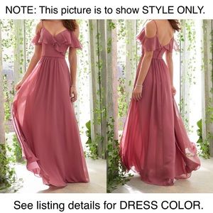 Mori Lee Chiffon Dress - Bordeaux - Size 2